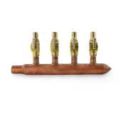 4-branch Copper Manifold w/ 1/2" PEX-A (F1960) Valves, 3/4" Male Sweat x Closed, Right-hand, LF Sioux Chief