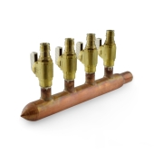 4-branch Copper Manifold w/ 1/2" PEX-A (F1960) Valves, 3/4" Male Sweat x Closed, Right-hand, LF Sioux Chief