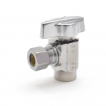 1/2" Sweat x 3/8" OD Compr. Angle Stop Valve (1/4-Turn), Lead-Free